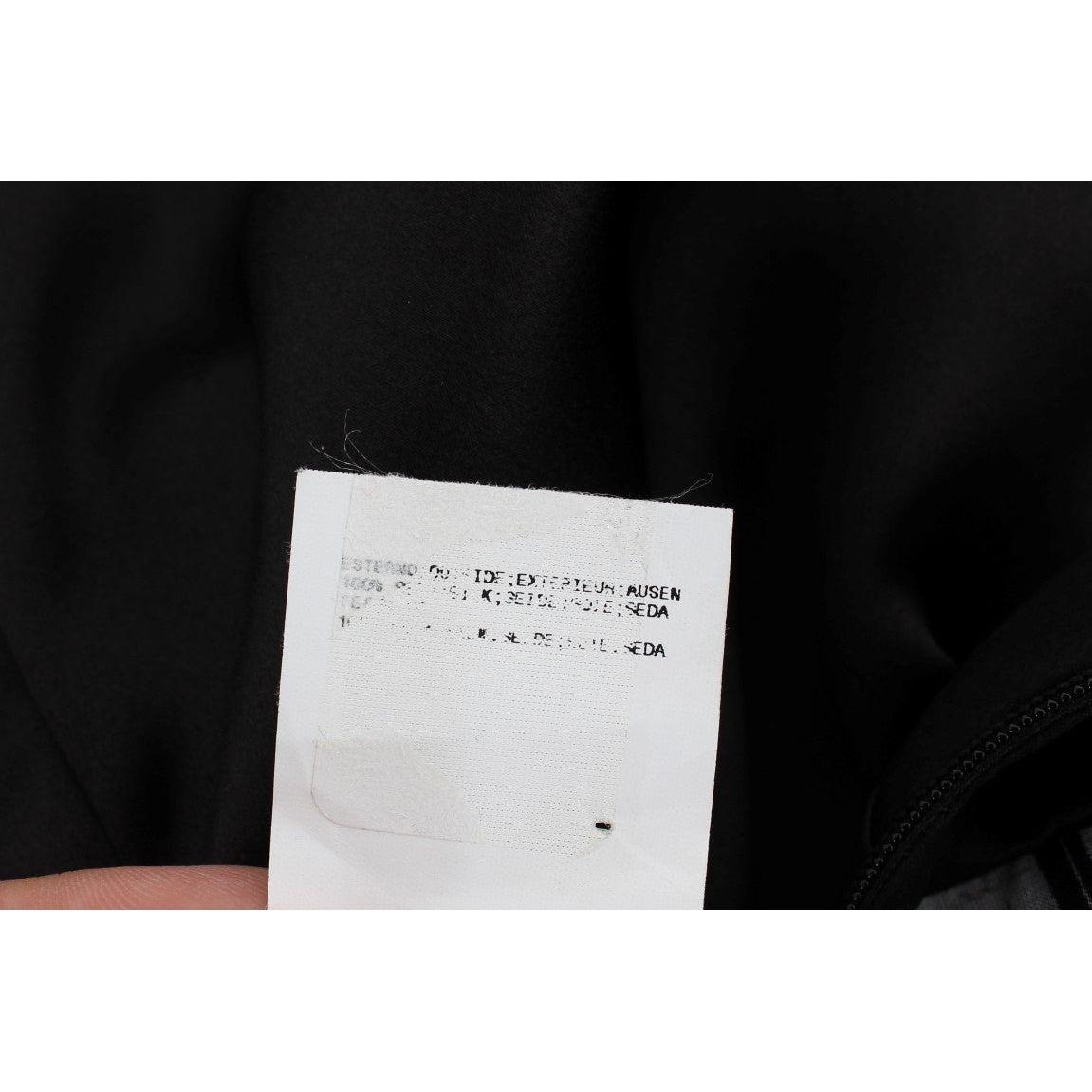 Karl Lagerfeld Gray Black Silk Blouse Top