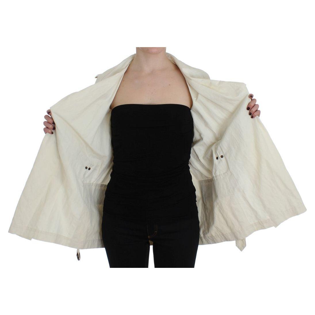 PLEIN SUD Elegant White Wrap Trench Jacket Coats & Jackets PLEIN SUD