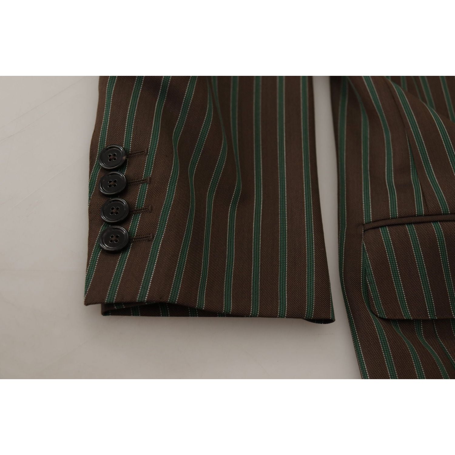 多色条纹双排扣西装外套