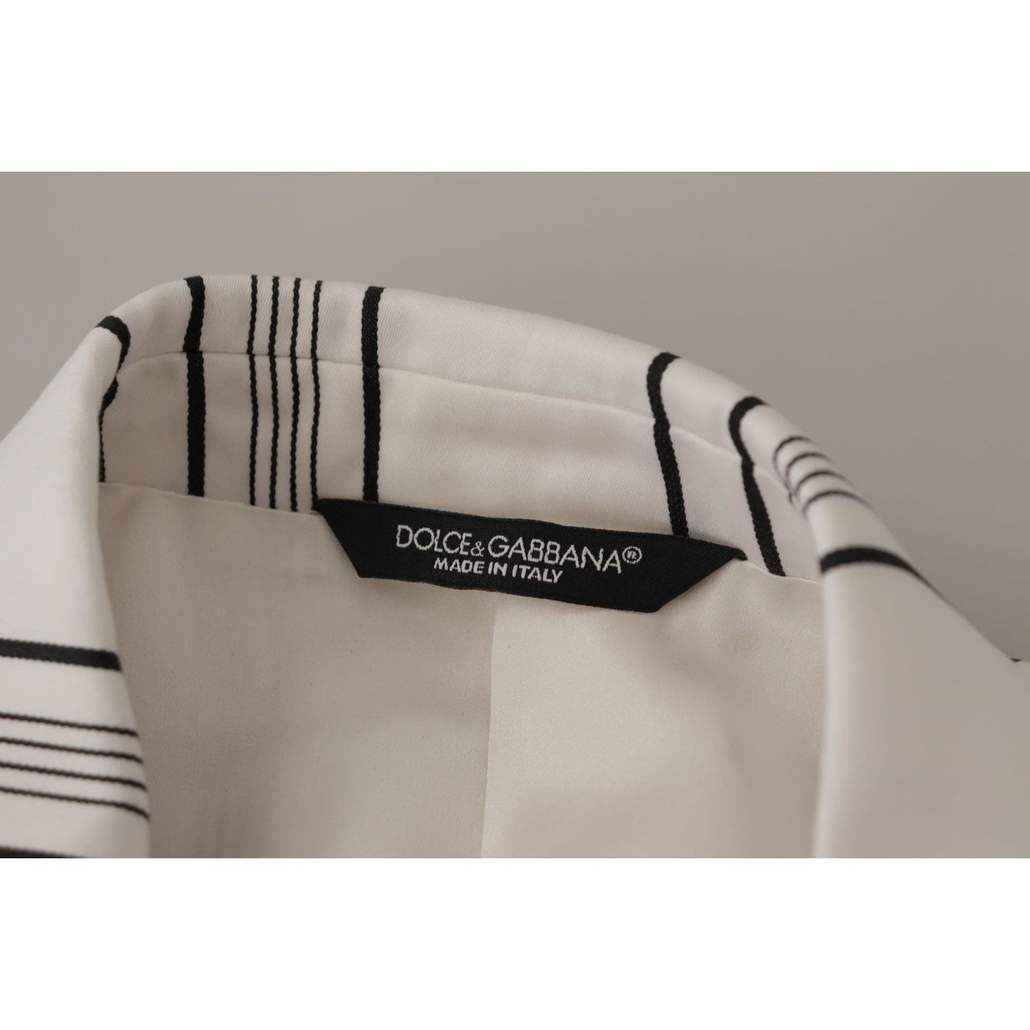 Dolce & Gabbana White Stripes Cotton Single Breasted Blazer