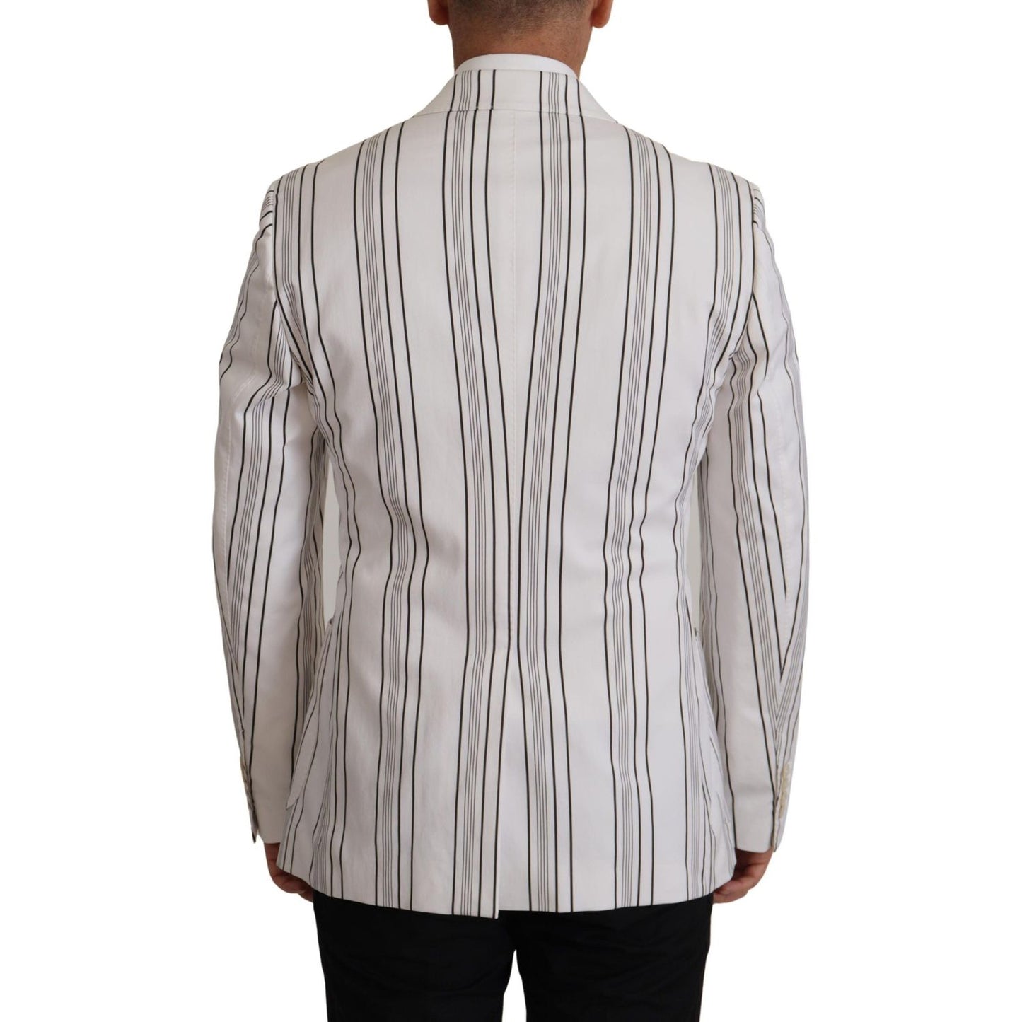 Dolce & Gabbana White Stripes Cotton Single Breasted Blazer