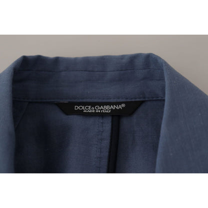 Dolce & Gabbana Blue Single Breasted Logo Blazer Jacket