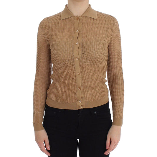 Dolce & Gabbana | Beige Knitted Cotton Polo Cardigan Sweater| McRichard Designer Brands   