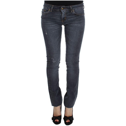 Cavalli Blue Wash Cotton Blend Slim Fit Jeans