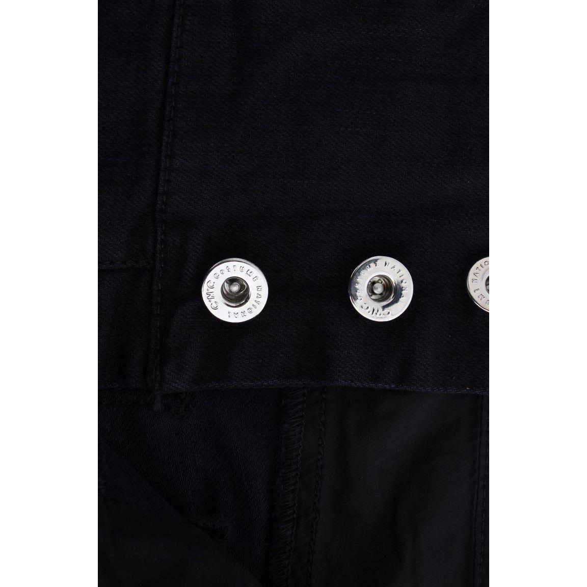 时尚修身黑色牛仔裤