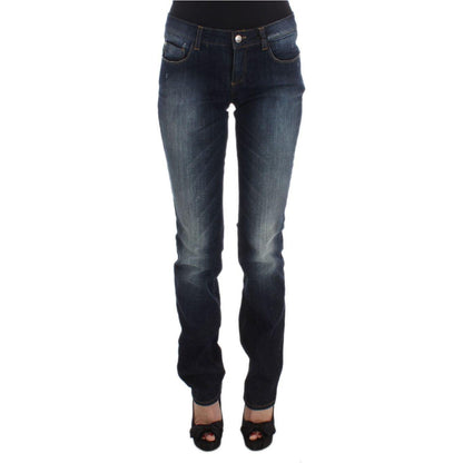 Costume National Blue Cotton Slim Fit Bootcut Jeans Jeans & Pants
