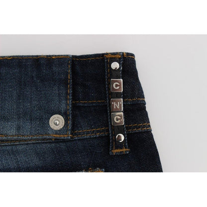 Costume National Blue Cotton Slim Fit Bootcut Jeans Jeans & Pants