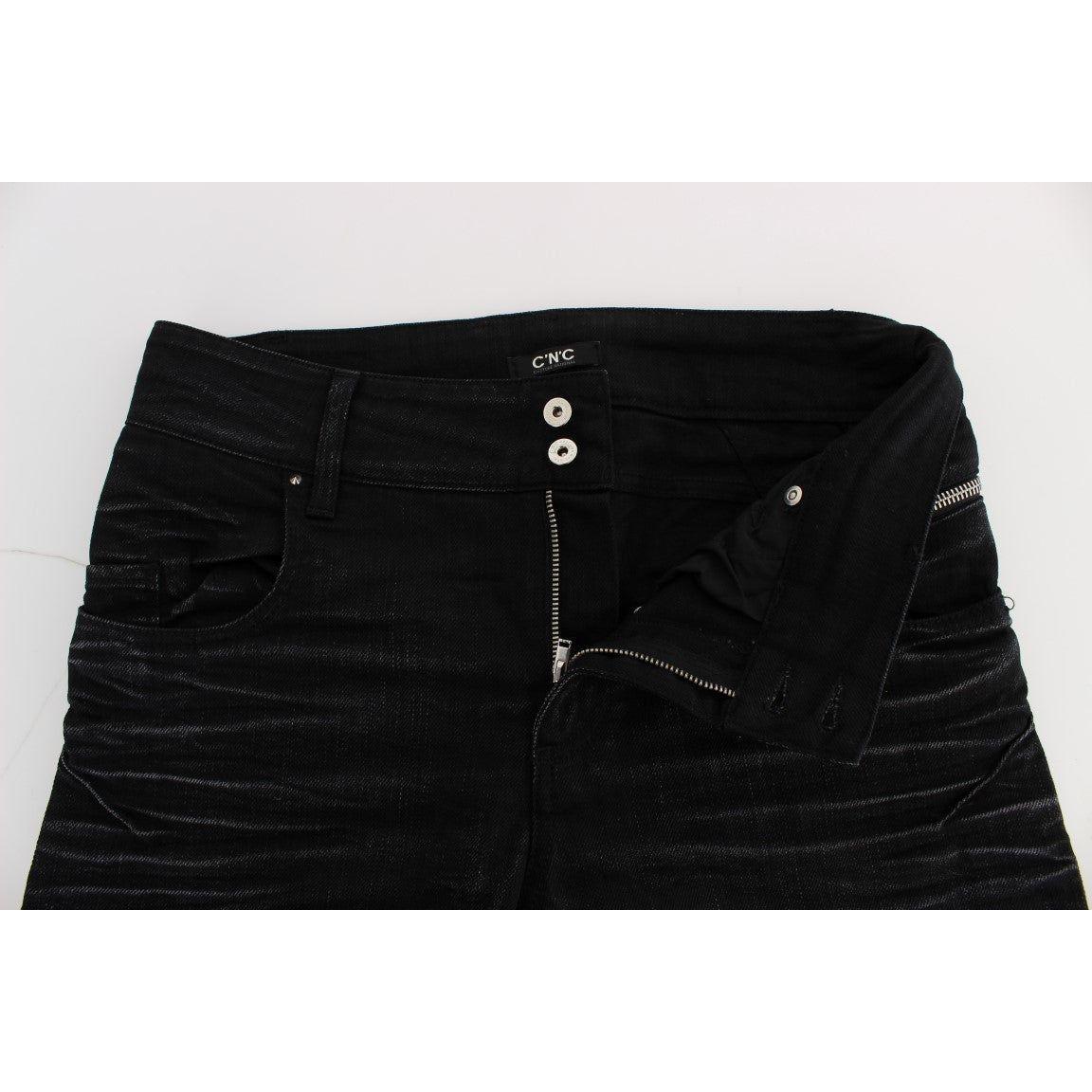 Costume National Black Cotton Slouchy Slims Fit Jeans