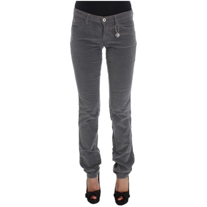 Costume National Gray Cotton Super Slim Corduroys Jeans