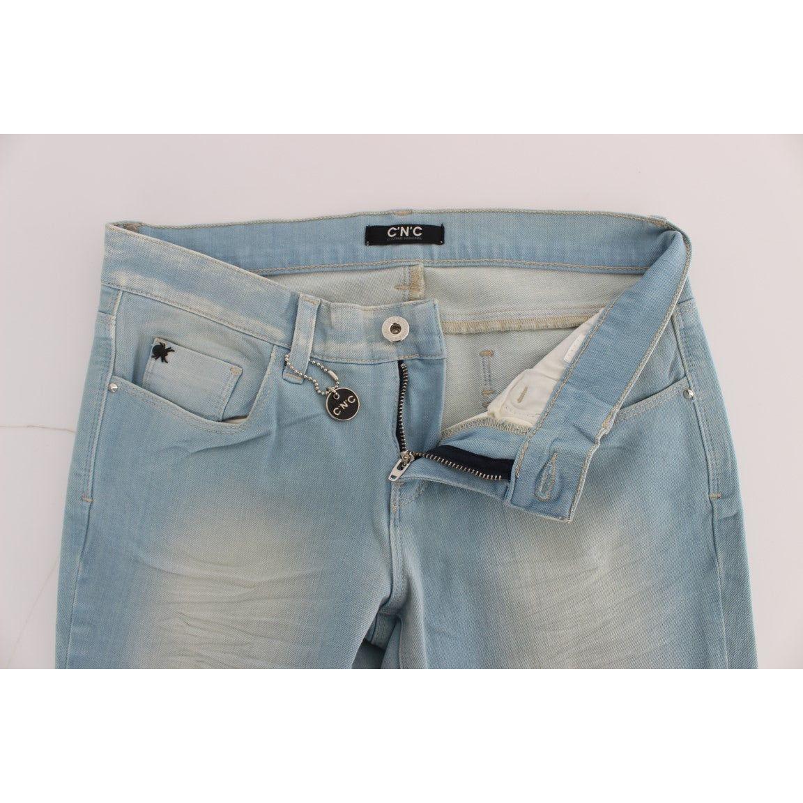 Costume National Blue Cotton Blend Super Slim Fit Jeans Jeans & Pants