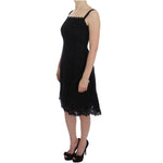 Dolce & Gabbana Black Floral Lace Shift Knee Length Dress