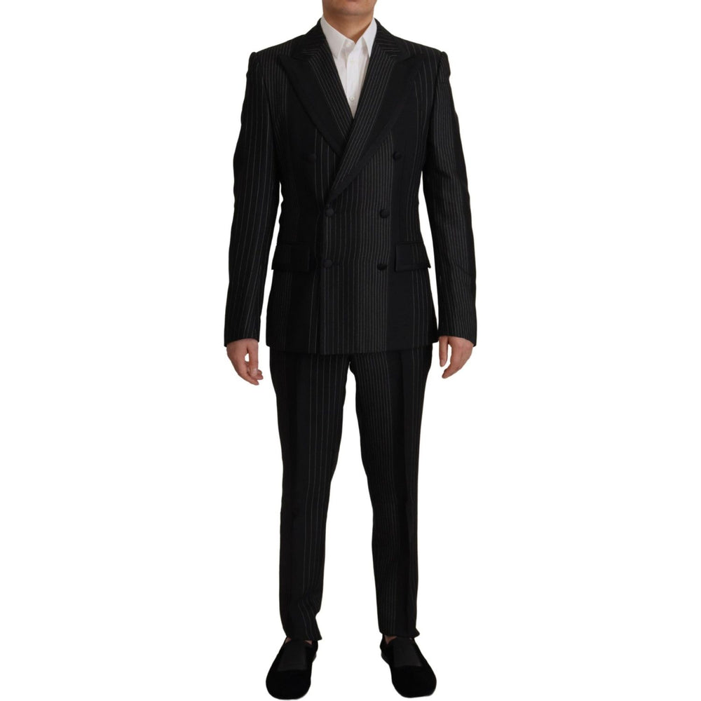 Dolce & Gabbana Black Stripes Rayon Formal 2 Piece Suit