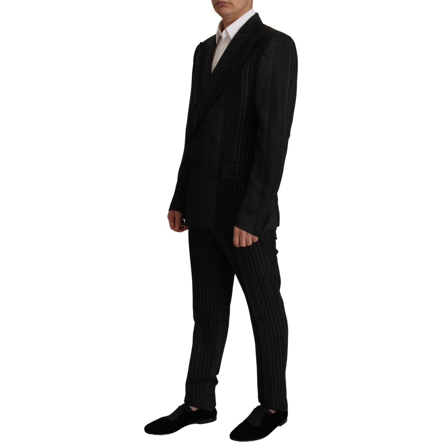 Dolce & Gabbana Black Stripes Rayon Formal 2 Piece Suit