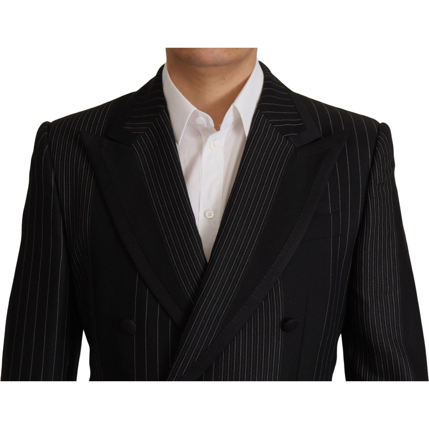 Dolce & Gabbana Black Stripes Rayon Formal 2 Piece Suit