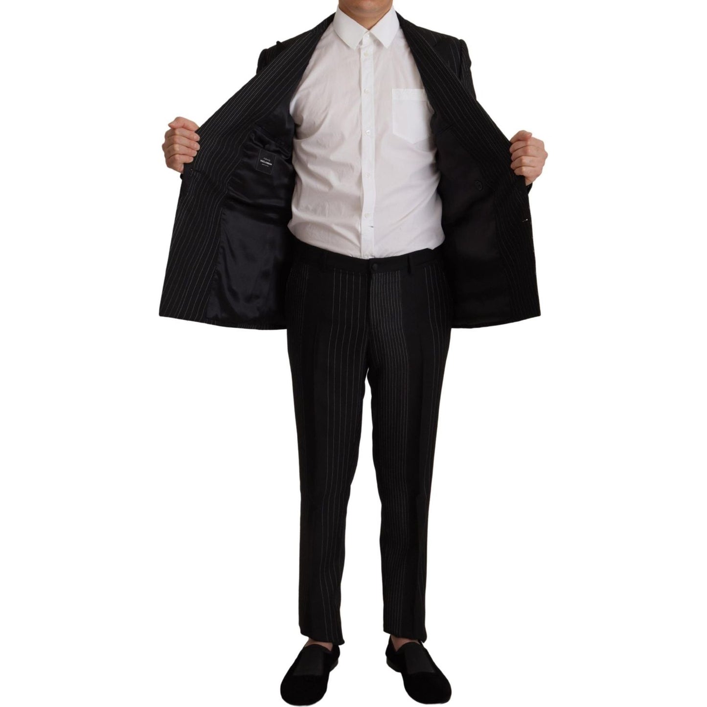 Dolce & Gabbana Black Stripes Rayon Formal 2 Piece Suit