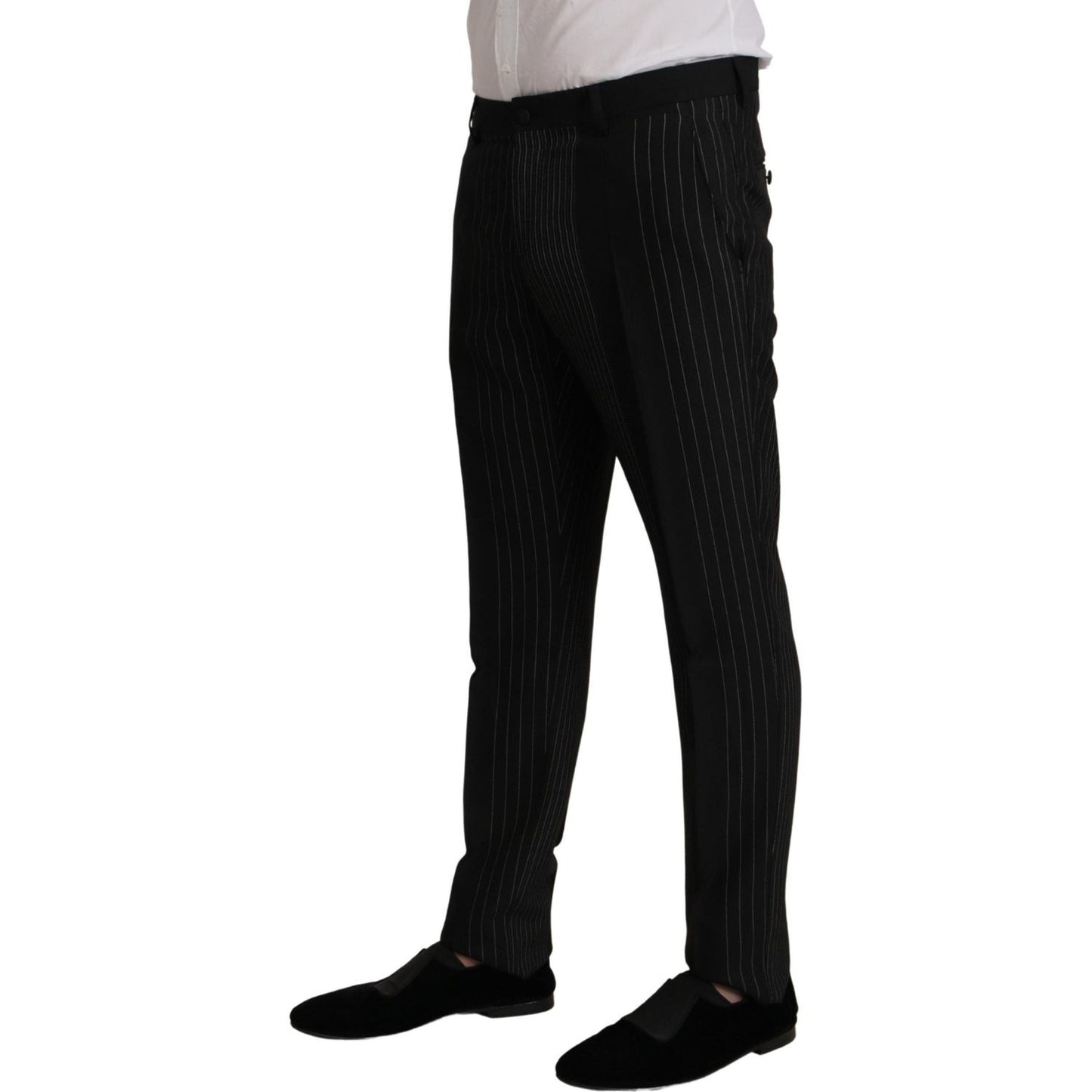 Dolce & Gabbana Black Stripes Rayon Formal 2 Piece Suit