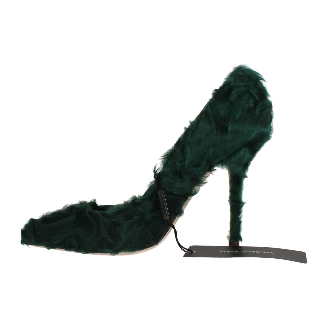 Dolce & Gabbana Elegant Green Xiangao Fur Leather Pumps Dolce & Gabbana