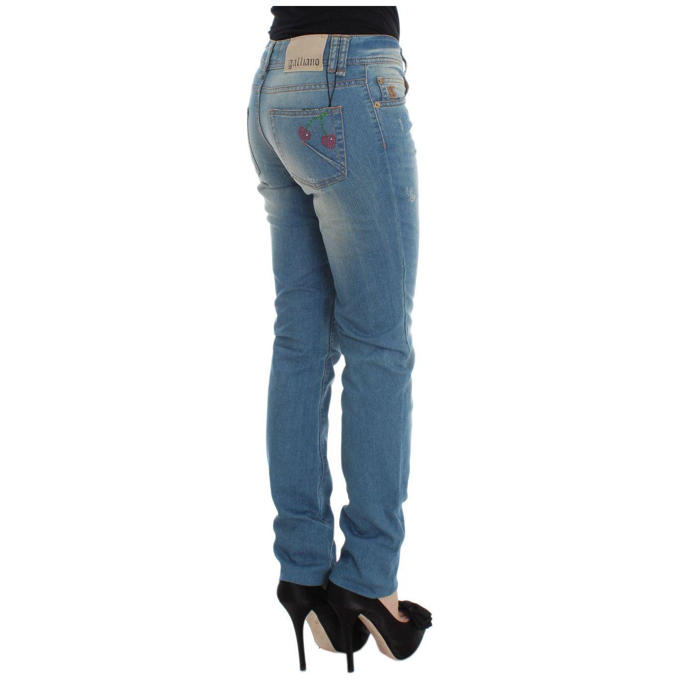 John Galliano Blue Wash Cotton Blend Slim Fit Jeans