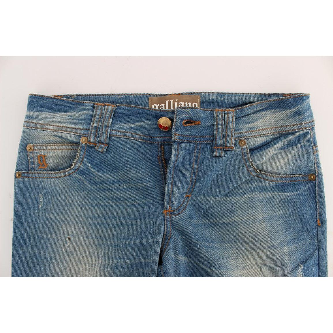 John Galliano Blue Wash Cotton Blend Slim Fit Jeans