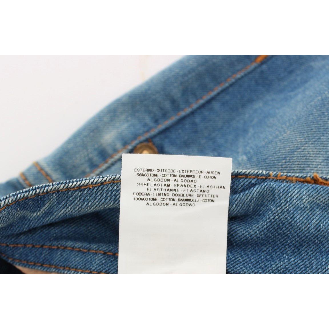 John Galliano Blue Wash Cotton Blend Slim Fit Jeans