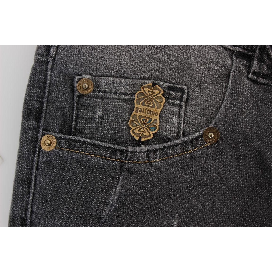 优雅修身灰色洗水牛仔裤