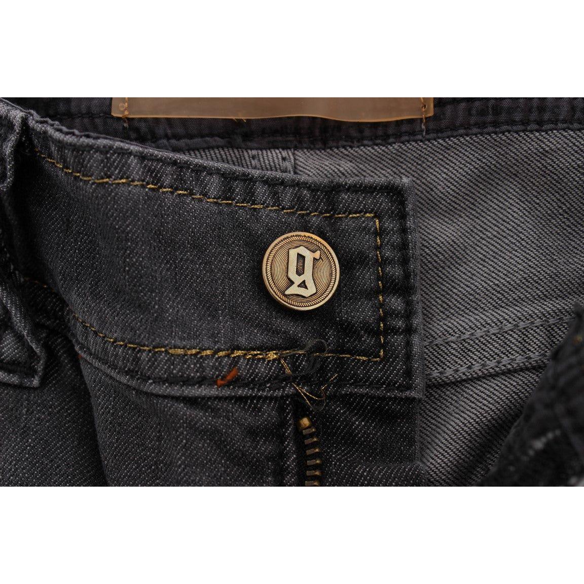 优雅修身灰色洗水牛仔裤