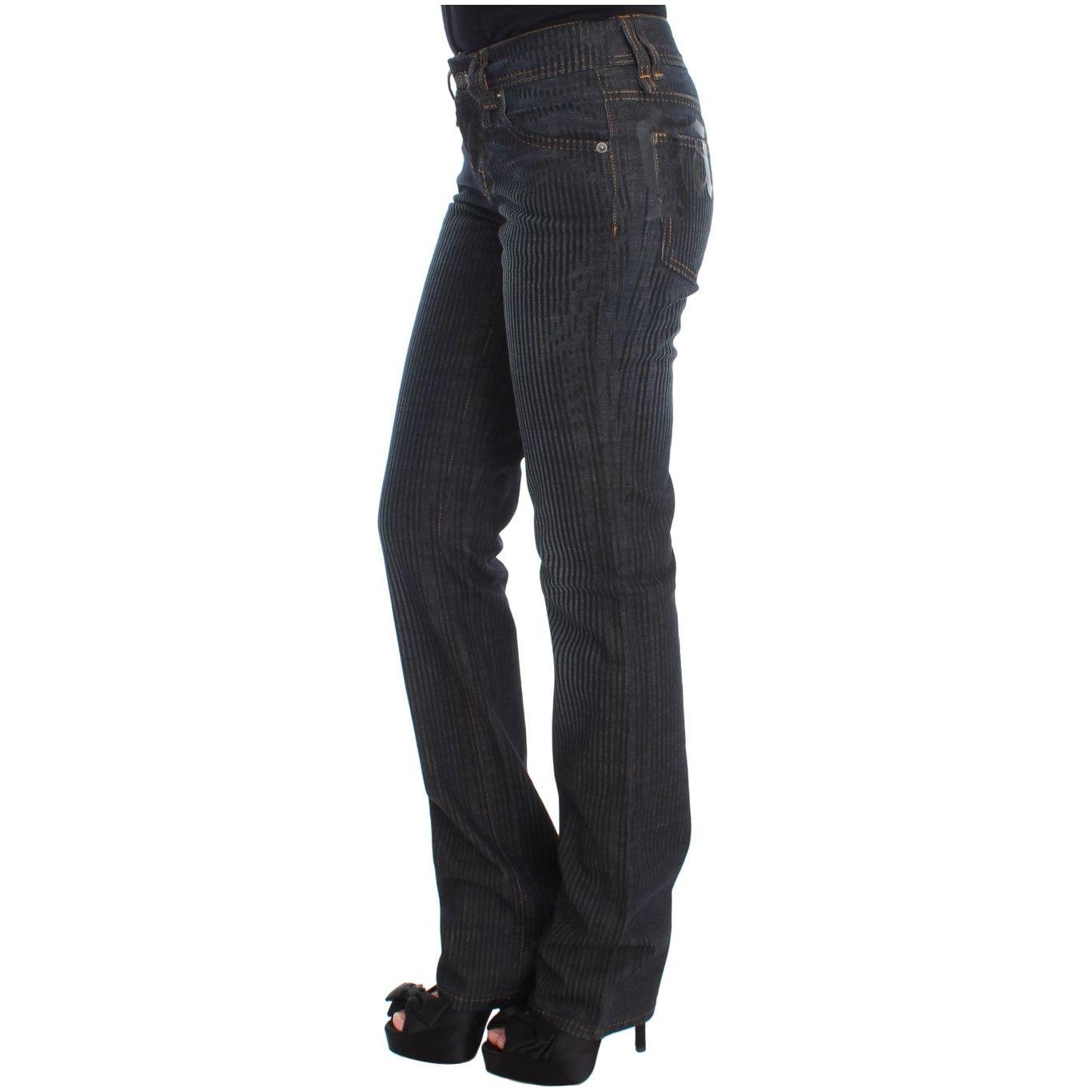 John Galliano Blue Wash Cotton Blend Slim Fit Bootcut Jeans