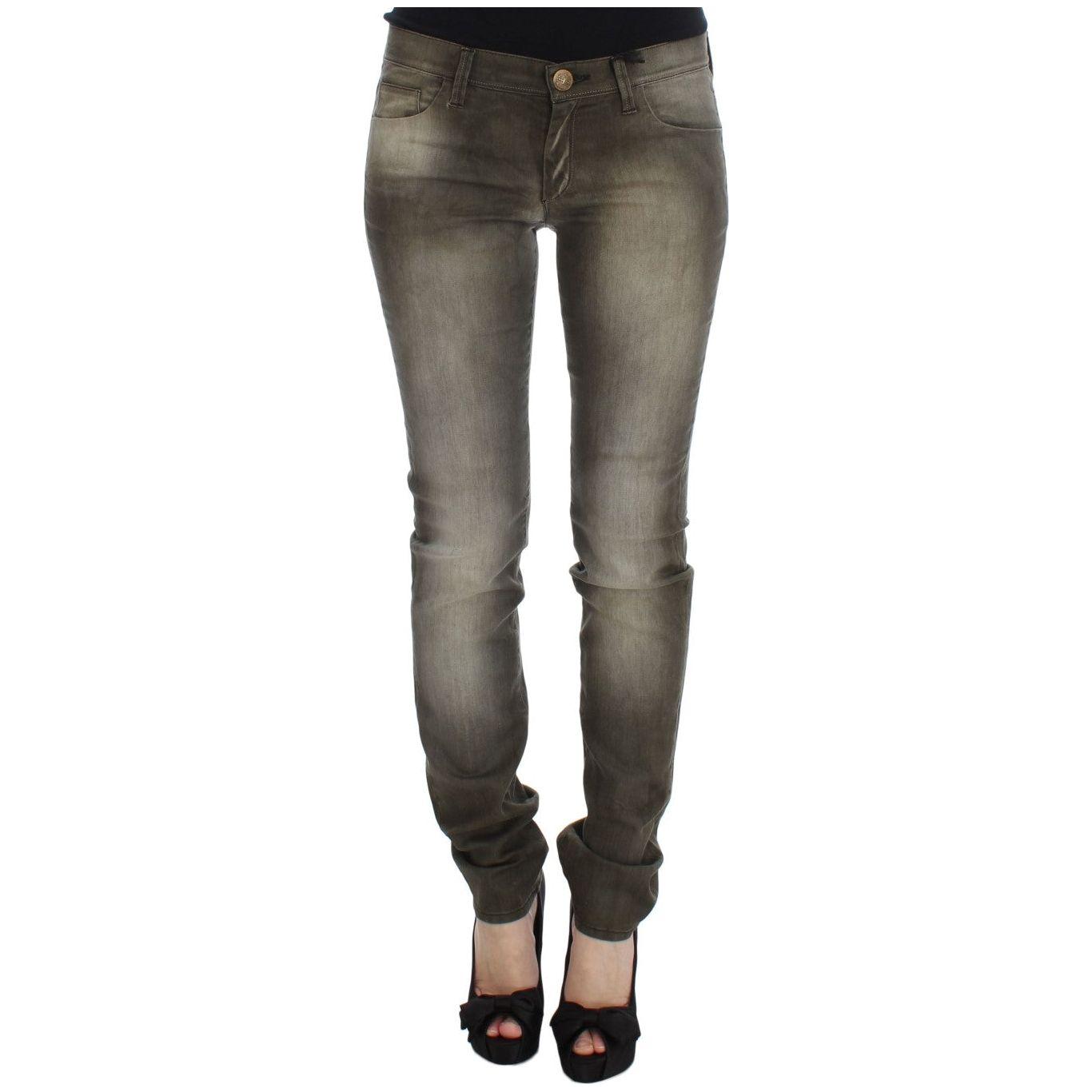 Ermanno Scervino Gray Wash Cotton Blend Slim Fit Jeans