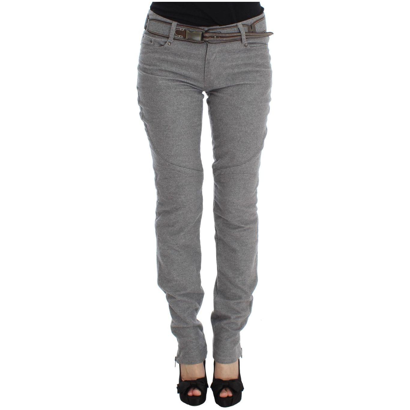 Ermanno Scervino Gray Cotton Slim Fit Casual Bootcut Pants