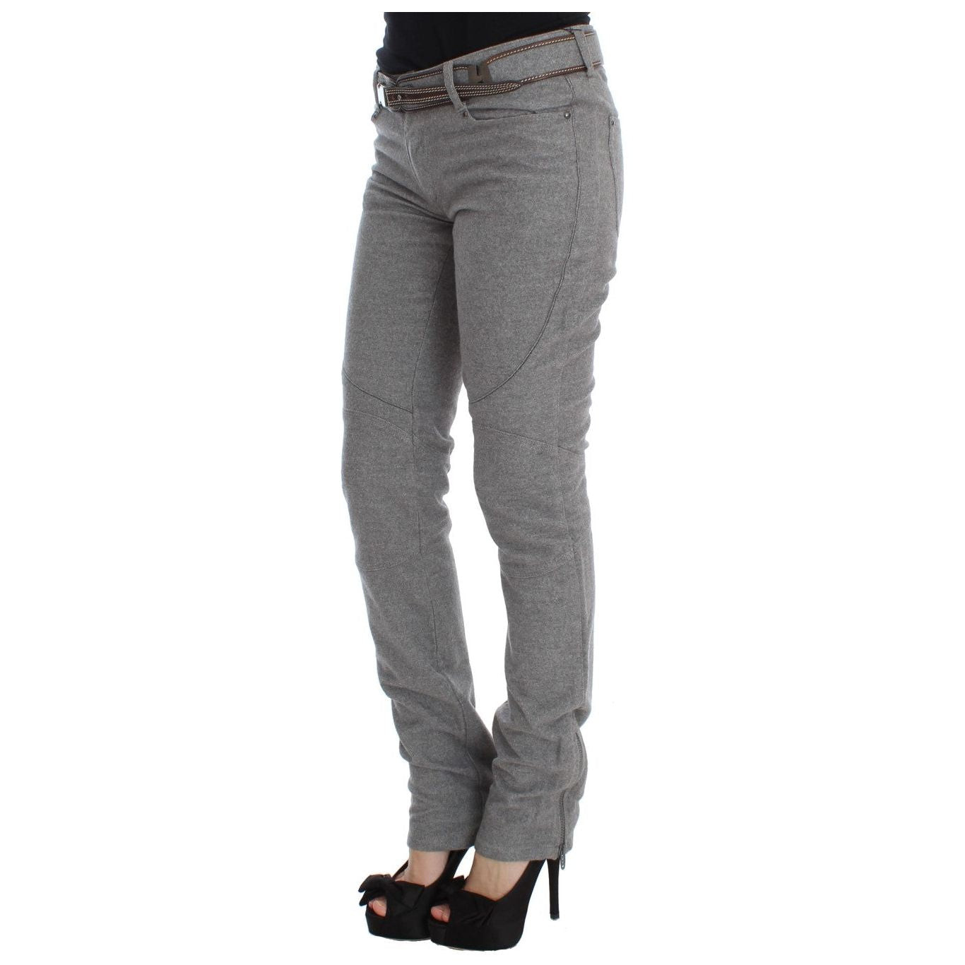 Ermanno Scervino Gray Cotton Slim Fit Casual Bootcut Pants
