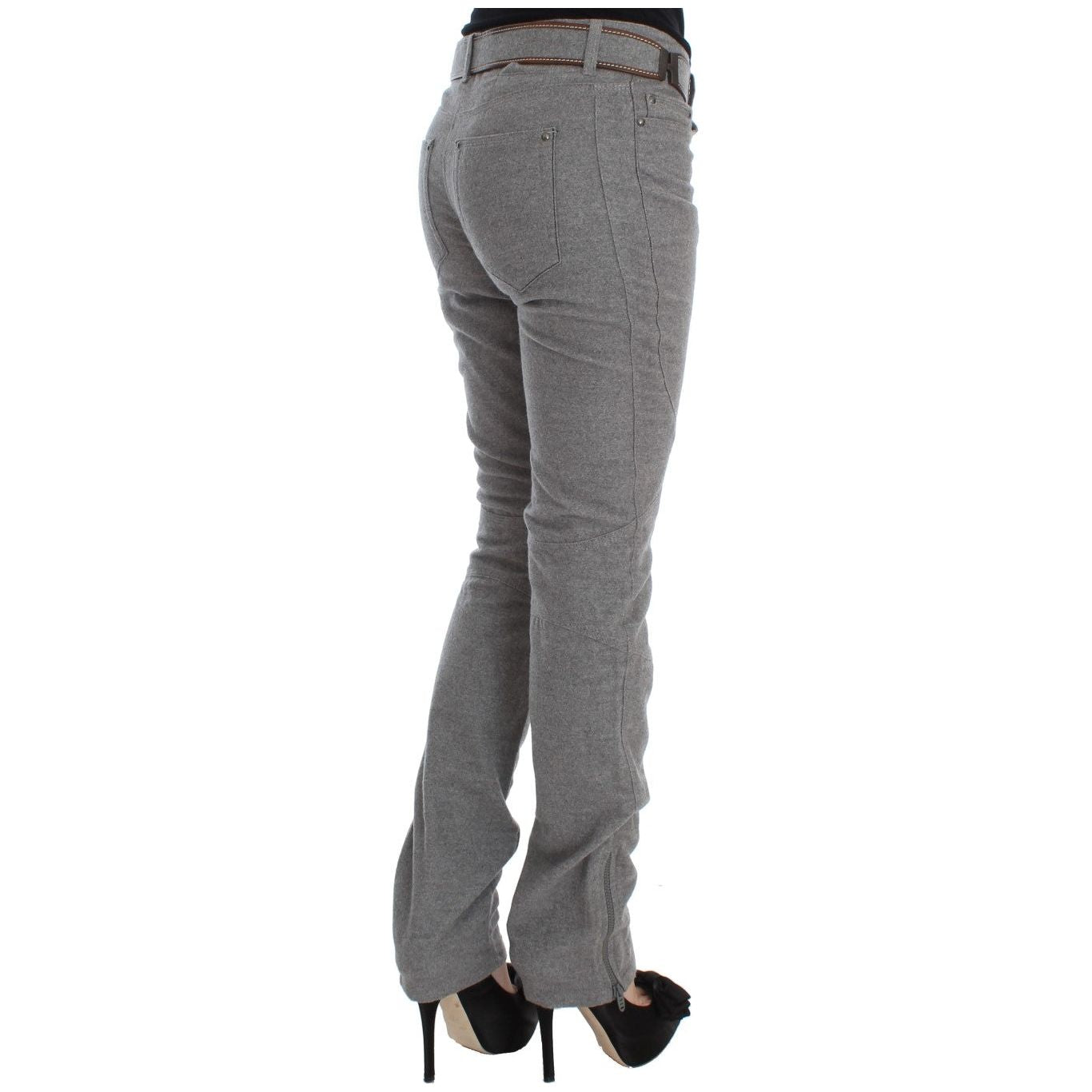 Ermanno Scervino Gray Cotton Slim Fit Casual Bootcut Pants