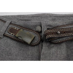 Ermanno Scervino Gray Cotton Slim Fit Casual Bootcut Pants