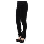 Ermanno Scervino Black Viscose Blend Velvet Slim Fit Pants