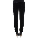 Ermanno Scervino Black Viscose Blend Velvet Slim Fit Pants