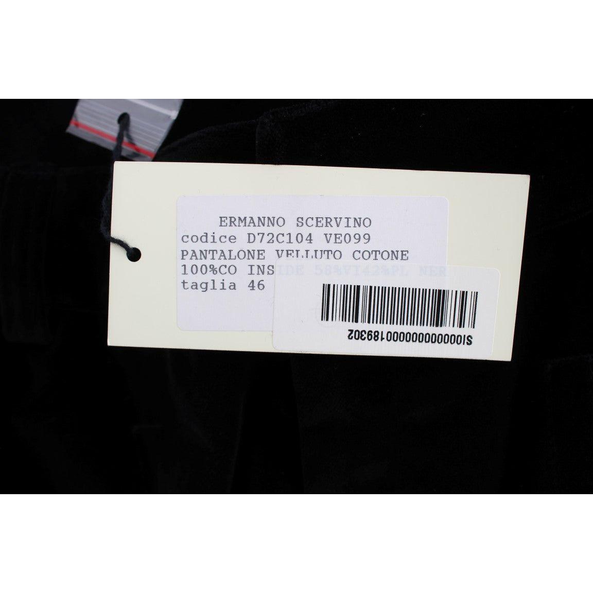 بنطلون جينز Ermanno Scervino أنيق من القطن بقصّة مستقيمة باللون الأسود
