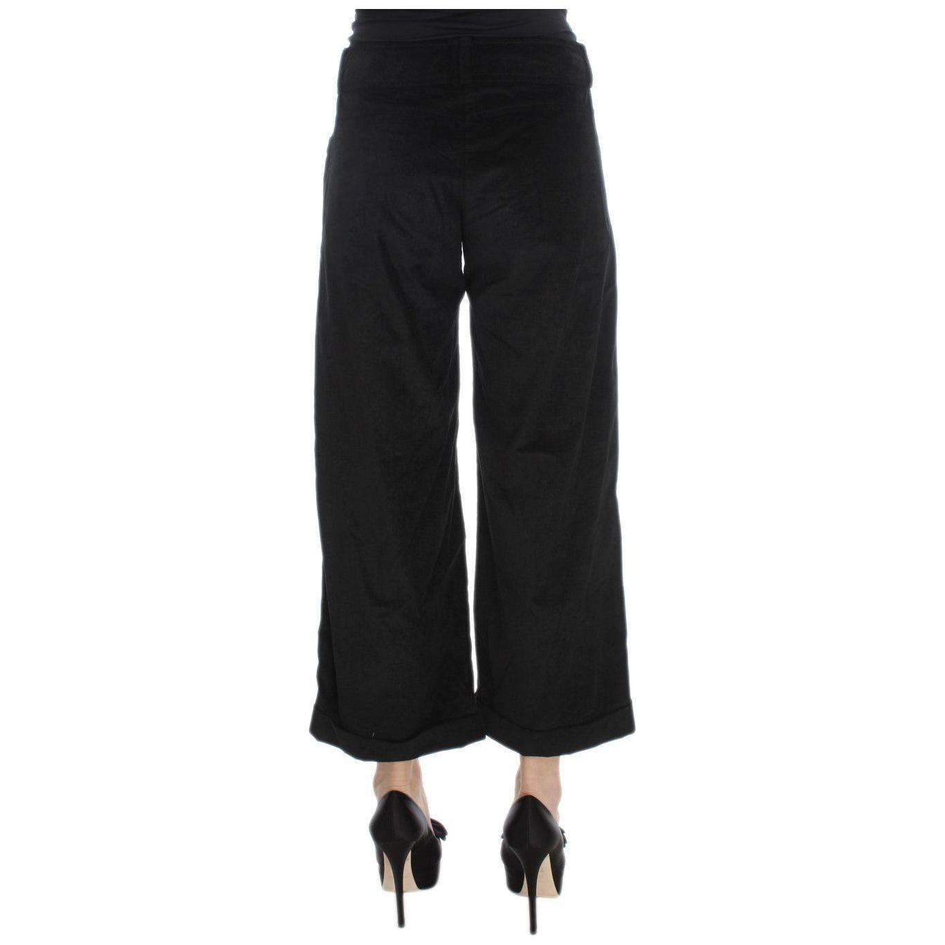 Ermanno Scervino Black Velvet Cotton Capri Bootcut Pants Jeans & Pants