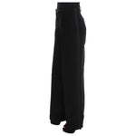 Ermanno Scervino Black Striped Cotton Blend Wide Legs Pants Jeans & Pants