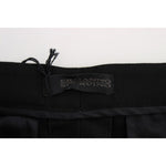 Ermanno Scervino Black Striped Cotton Blend Wide Legs Pants Jeans & Pants