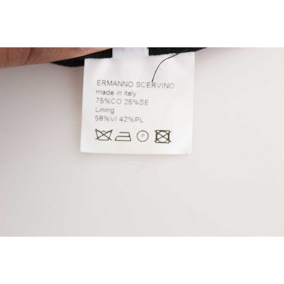 Ermanno Scervino Black Striped Cotton Blend Wide Legs Pants Jeans & Pants