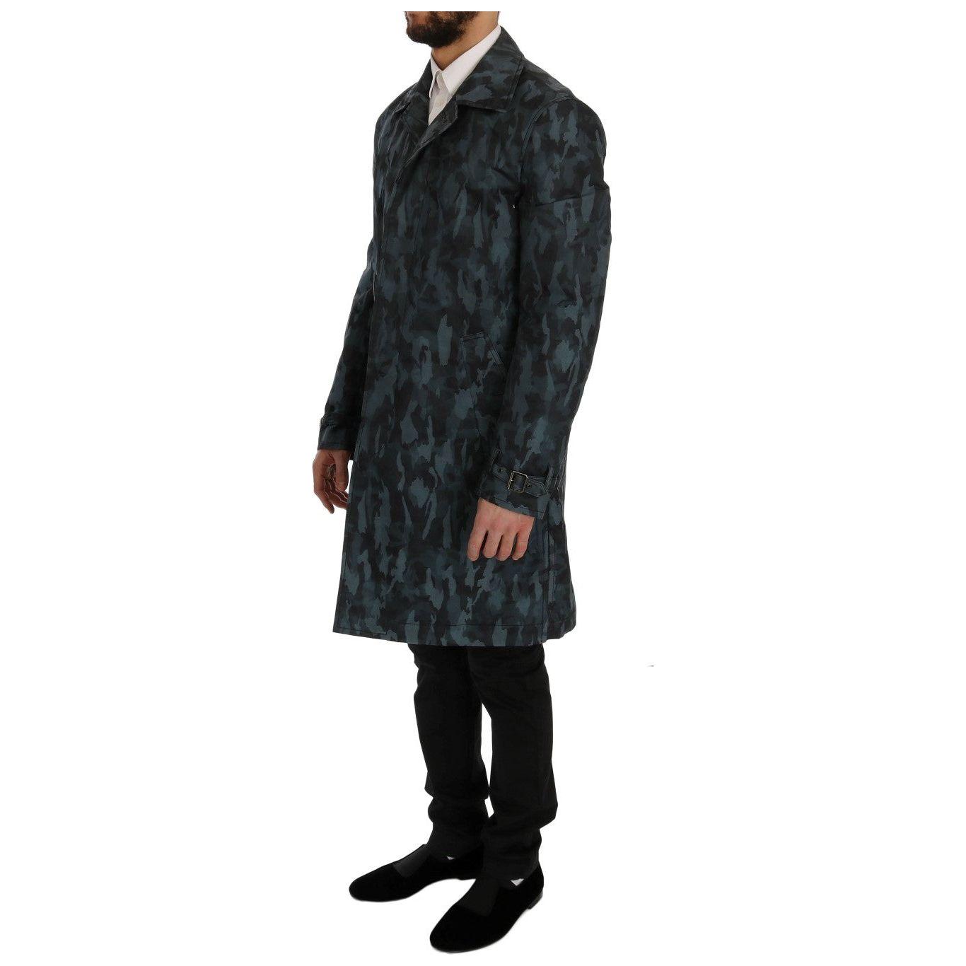 Dolce & Gabbana Blue Camouflage Trench Trench Coats & Jackets