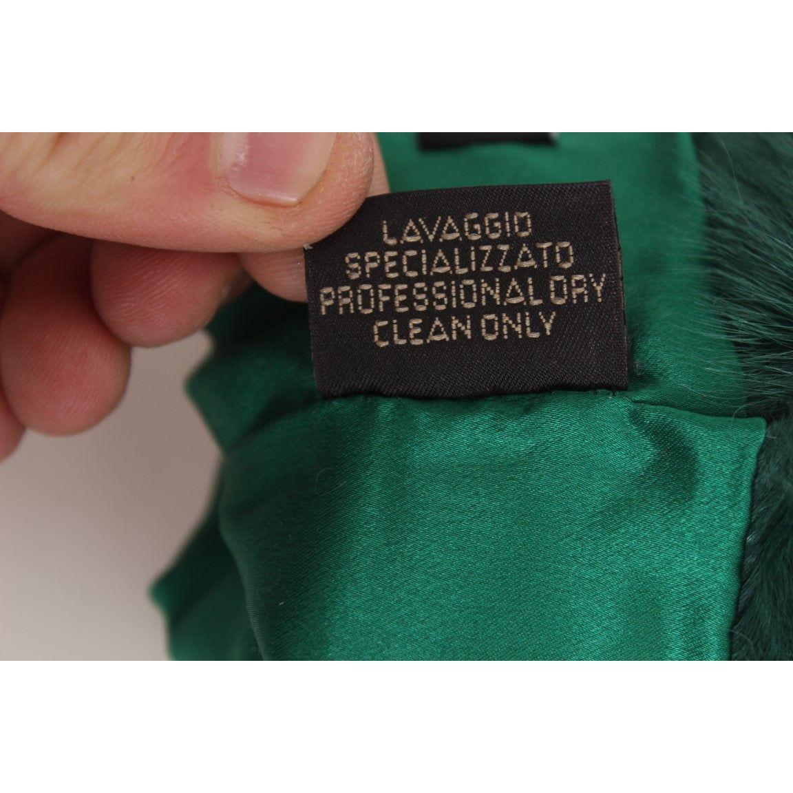 Dolce & Gabbana Green Leather Xiangao Fur Elbow Gloves