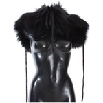 Dolce & Gabbana Black Fox Fur Shoulder Wrap Cover Collar Scarf Fur Wrap Scarves