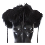 Dolce & Gabbana Black Fox Fur Shoulder Wrap Cover Collar Scarf Fur Wrap Scarves