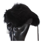 Dolce & Gabbana Black Fox Fur Shoulder Wrap Cover Collar Scarf Fur Wrap Scarves