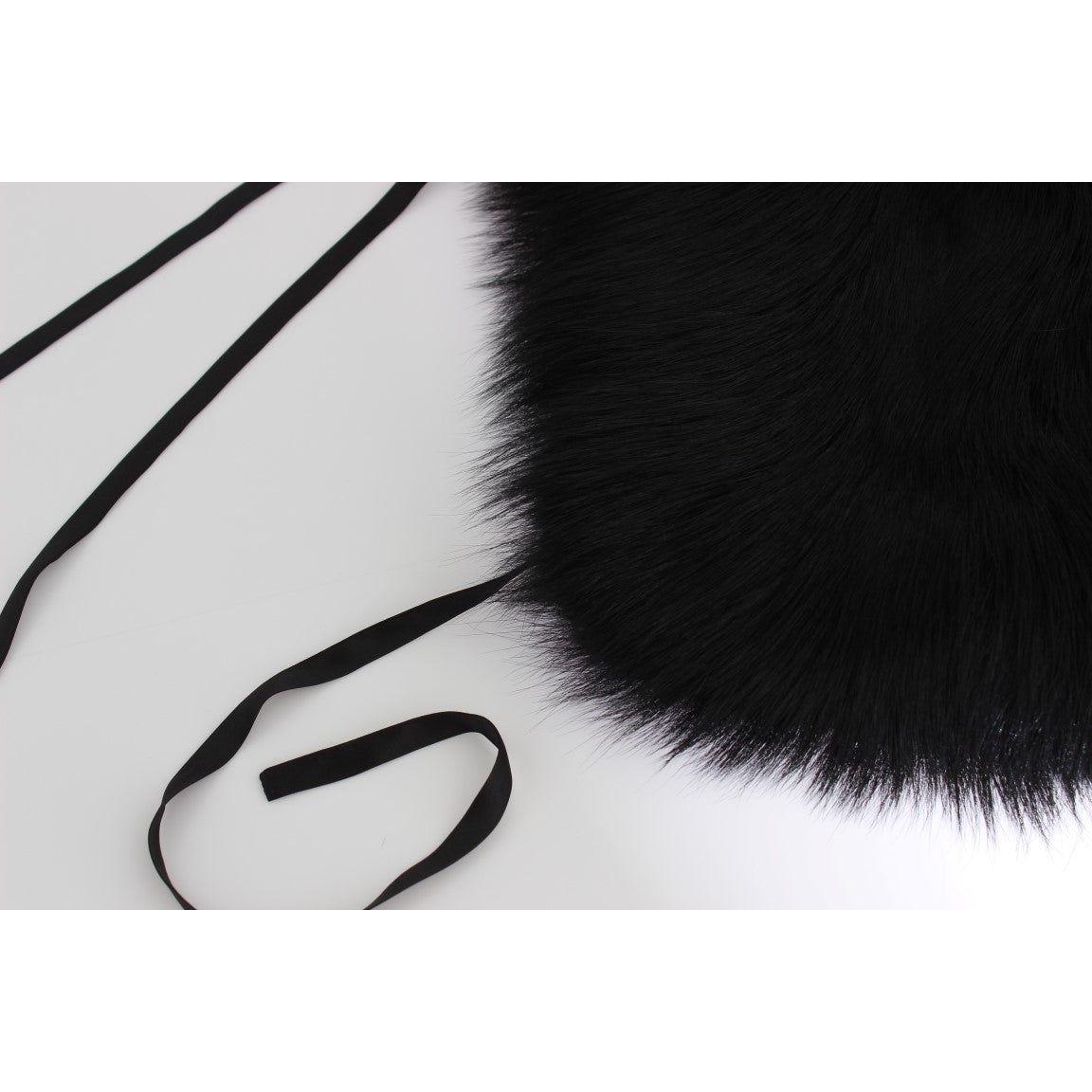 Dolce & Gabbana Black Fox Fur Shoulder Wrap Cover Collar Scarf Fur Wrap Scarves