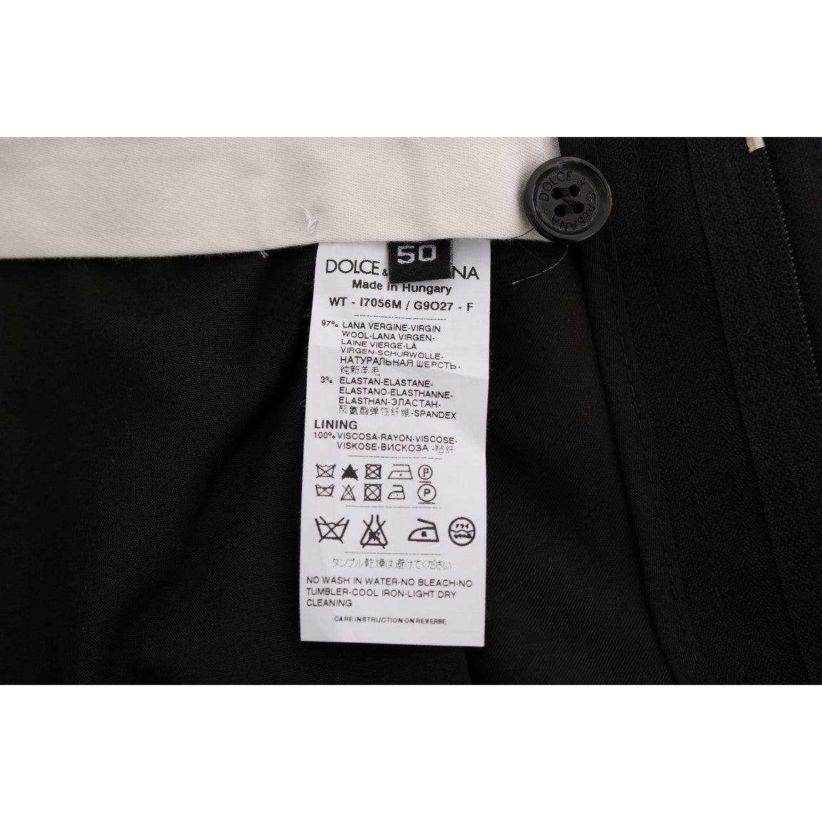 Dolce & Gabbana Black Striped Wool Stretch Pants