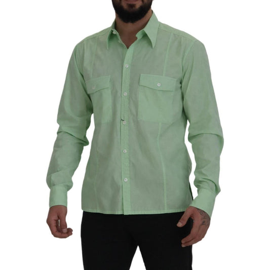 Dolce & Gabbana Mint Green Slim Fit Casual Button-Down Shirt Dolce & Gabbana