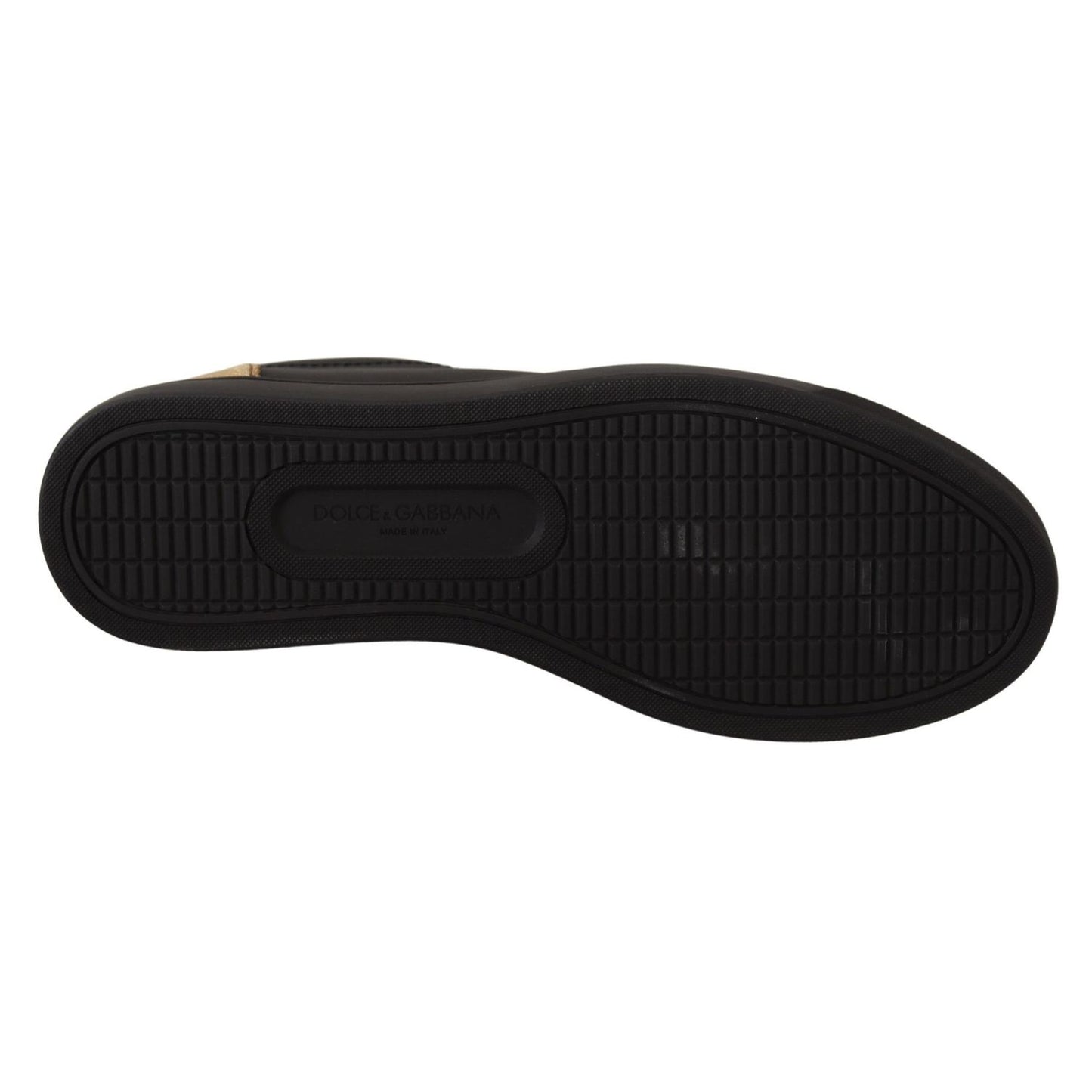 Dolce & Gabbana Black Gold Leather Low Top Sneakers Womens Shoes