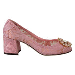 Dolce & Gabbana Pink Taormina Lace Crystal Pumps Pastel Shoes