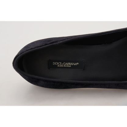 Dolce & Gabbana Black Velvet Slip Ons Loafers Flats Shoes